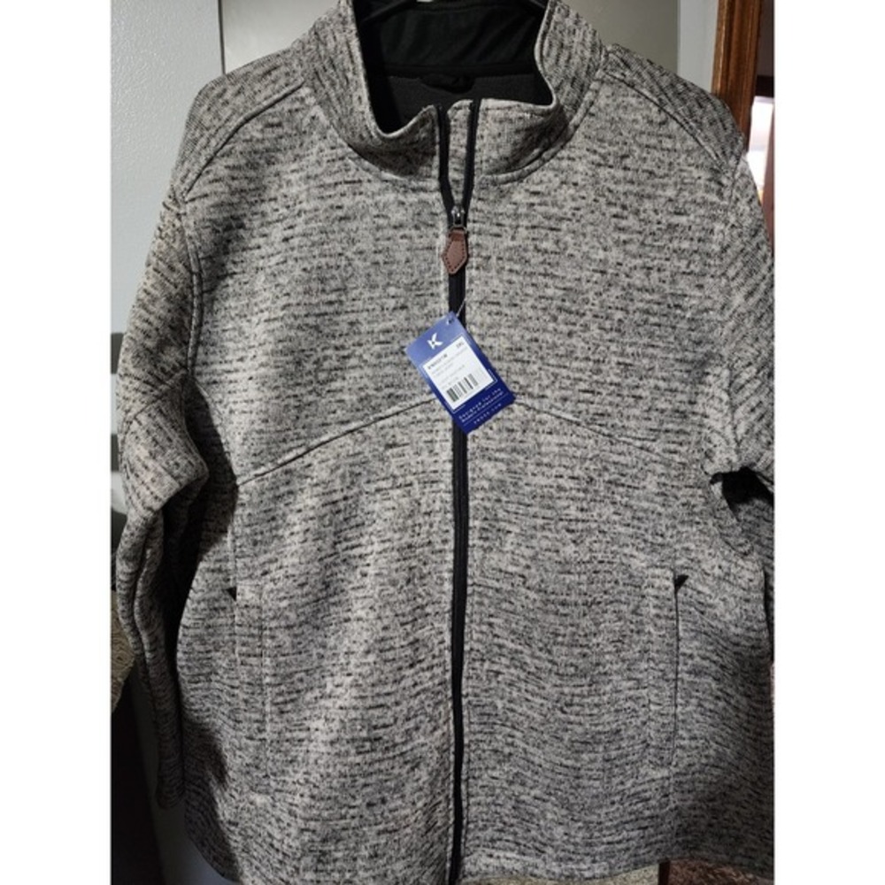 Womens Knoss Light‎ Heather Grey Bonded Sweater Fleece Jacket Size 2xl